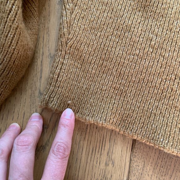 Women's Knit Peter Pan Collar Sweater Mustard Brown Wool Blend Size S - Picture 8 of 8